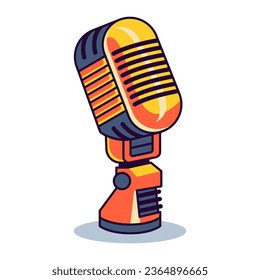 Microphone Vector Flat Illustration. Perfect for different cards, textile, web sites, apps 