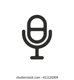 Microphone vector icon. Black illustration isolated on white  background for graphic and web design.