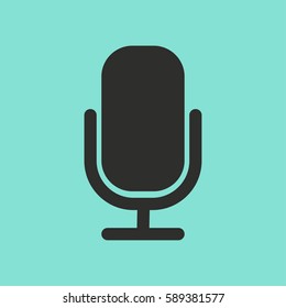Microphone vector icon. Black illustration isolated for graphic and web design.