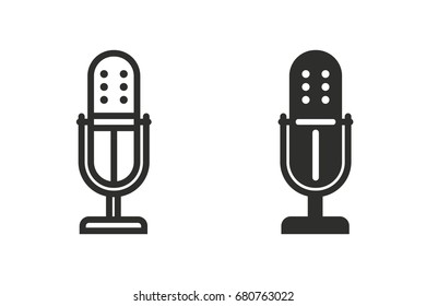 Microphone vector icon. Black illustration isolated on white background for graphic and web design.