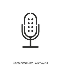 Microphone vector icon. Black illustration isolated on white background for graphic and web design.