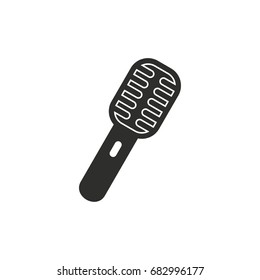 Microphone vector icon. Black illustration isolated on white background for graphic and web design.