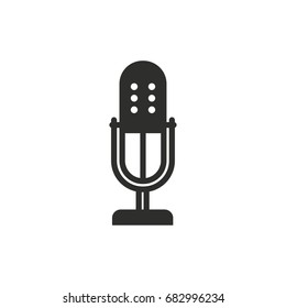 Microphone vector icon. Black illustration isolated on white background for graphic and web design.