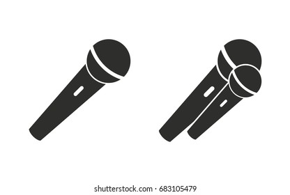 Microphone vector icon. Black illustration isolated on white background for graphic and web design.