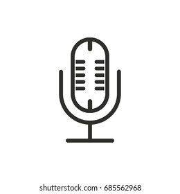 Microphone vector icon. Black illustration isolated on white background for graphic and web design.
