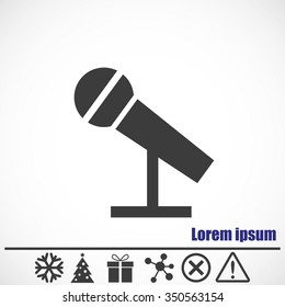 Microphone vector icon. Bonus icons: snowflake,Christmas tree, gift, molecule, delete icon and Hazard warning attention sign.