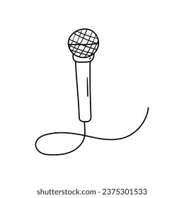 Microphone vector icon in doodle style. Symbol in simple design. Cartoon object hand drawn isolated on white background.