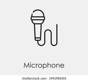 Microphone vector icon.  Editable stroke. Linear style sign for use on web design and mobile apps, logo. Symbol illustration. Pixel vector graphics - Vector