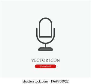Microphone vector icon.  Editable stroke. Symbol in Line Art Style for Design, Presentation, Website or Apps Elements. Pixel vector graphics - Vector