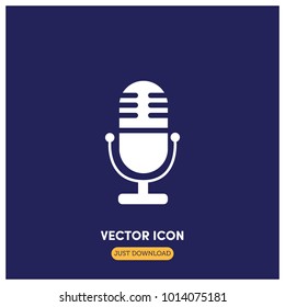 Microphone Vector Icon Illustration With Blue Backround