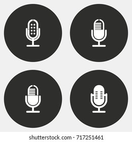 Microphone vector icon. Illustration isolated for graphic and web design. Round button.