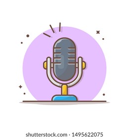 Mikrofon-Vektorillustration-Symbol Illustration. Das Konzept der Aufnahme, des Tons, der Stimme oder des Podcast-Geräts ist einzeln weiß. Flachbildfernseher geeignet für Web-Landing-Page, Banner, Flyer, Aufkleber, Hintergrund