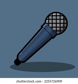 microphone vector icon isolated with blue background