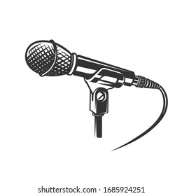 Microphone, vector icon isolated on white background. Microphone logo concept.