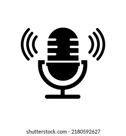 Microphone vector icon isolated on white background. podcast icon vector. Voice vector icon, Record. Recording Studio Symbol. Retro microphone icon