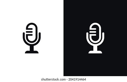 Microphone vector icon, logo on a white and black background
