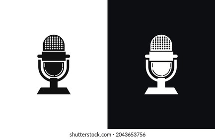 Microphone vector icon, logo on a white and black background