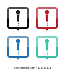 Microphone - vector icon; map pointer;  message bubble