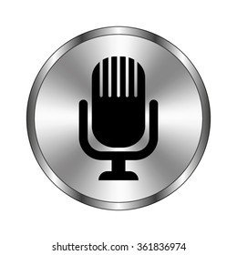 Microphone - vector icon;  metal button