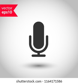 Microphone vector icon. Mic sign. Karaoke microphone icon. Broadcast mic sign. EPS 10 flat symbol.
