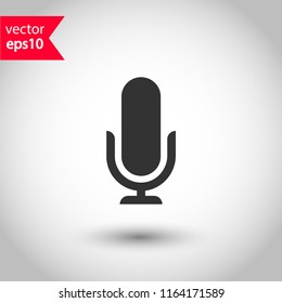 Microphone vector icon. Mic sign. Karaoke microphone icon. Broadcast mic sign. EPS 10 flat symbol.