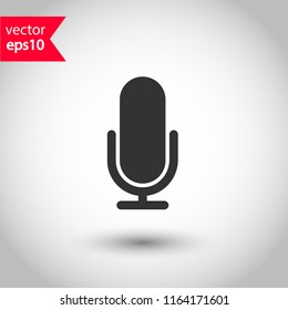Microphone vector icon. Mic sign. Karaoke microphone icon. Broadcast mic sign. EPS 10 flat symbol.