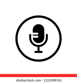 Microphone vector icon, mic symbol. Simple, flat design for web or mobile app