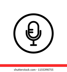 Microphone vector icon, mic symbol. Simple, flat design for web or mobile app