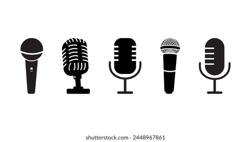 Microphone vector icon, mic symbol. Modern, simple flat vector illustration for web site,  print design or mobile app Stock Vector.