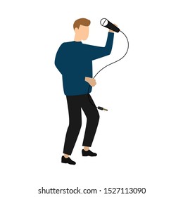 Microphone vector Icon. Mobile concept and web design. Flat cartoon character isolated on white background