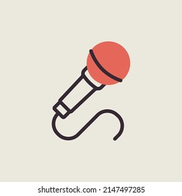Icono vector del micrófono. Signo musical. Símbolo gráfico para el diseño de aplicaciones y sitios web de música y sonido, logotipo, aplicación, interfaz de usuario