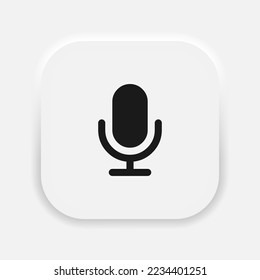 Microphone vector icon in neumorphism style. Micro sound equipment symbol. Vector EPS 10