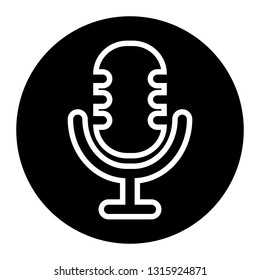 Microphone vector, icon on black circle. White background
