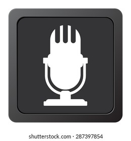 microphone - vector icon, on a grey button