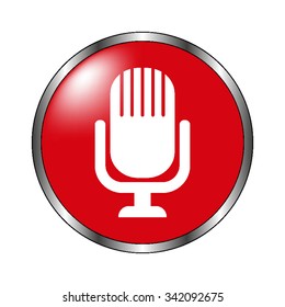 Microphone - vector icon on the  red button