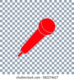 Microphone vector icon on transparent background. Red icon