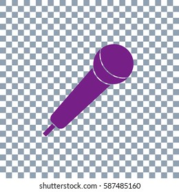Microphone vector icon on transparent background. Violet icon