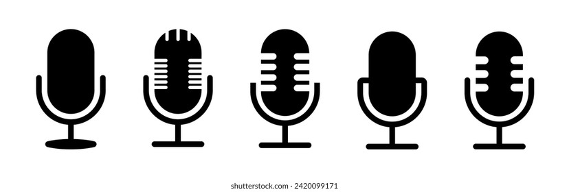 Microphone vector icon on white background. Microphone icon set. Different microphone. Vector illustration