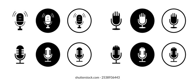 Microphone vector icon on white background. Microphone icon set. Different microphone. Vector illustration