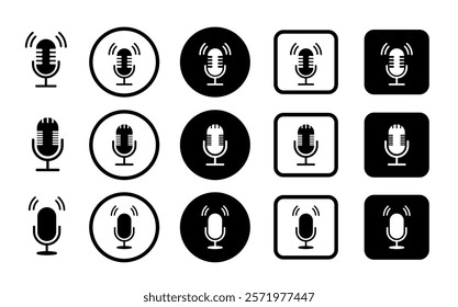 Microphone vector icon on white background. Microphone icon set. Different microphone. Vector illustration