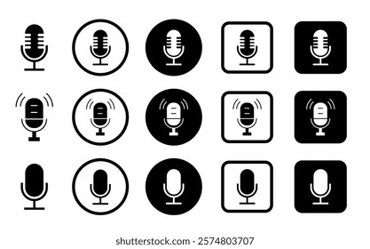 Microphone vector icon on white background. Microphone icon set. Different microphone. Vector illustration