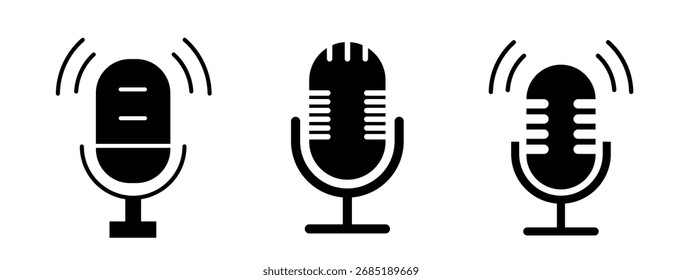 Icono de Vector de micrófono sobre fondo blanco. Conjunto de iconos de micrófono. Micrófono diferente. Ilustración vectorial
