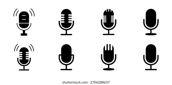 Microphone vector icon on white background. Microphone icon set. Different microphone. Vector illustration