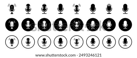 Microphone vector icon on white background. Microphone icon set. Different microphone. Vector illustration