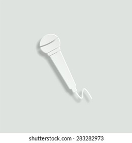microphone vector icon - paper illustration