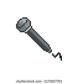 Mikrofon-Vektorsymbol. Podcast Konzept. Pixel-Art. 8-Bit-Logo. eps10