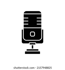 Icono vector del micrófono. Podcast, récord. Estilo de icono sólido, glifo. Ilustración de diseño simple editable