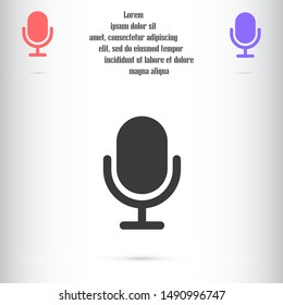 Microphone vector icon. Microphone for recording icon. the Microphone for the Studio icon. Microphone for voice recording. flat design icon.