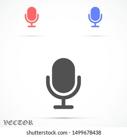 Microphone vector icon. Microphone for recording icon. the Microphone for the Studio icon. Microphone for voice recording. flat design icon.