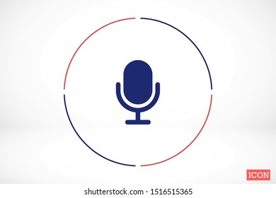 Microphone vector icon. Microphone for recording icon. the Microphone for the Studio icon. Microphone for voice recording. flat design icon.